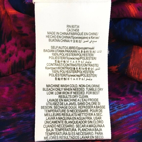 BCBGMaxazria Kena Shift Dress Sz M Flowy Chiffon Ruffle Hem Plum Berry Keyhole - Picture 15 of 15